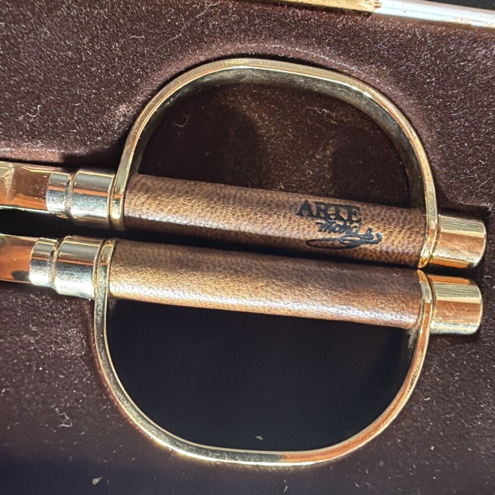 Vintage ARTE Medici 24kt Gold Plated, Leather Bound Desk Scissors